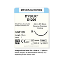 Dynek Dysilk Black Natural Non Absorbable 2/0x76cm On 24mm 3/8 Sutures S1206 Box Of 12
