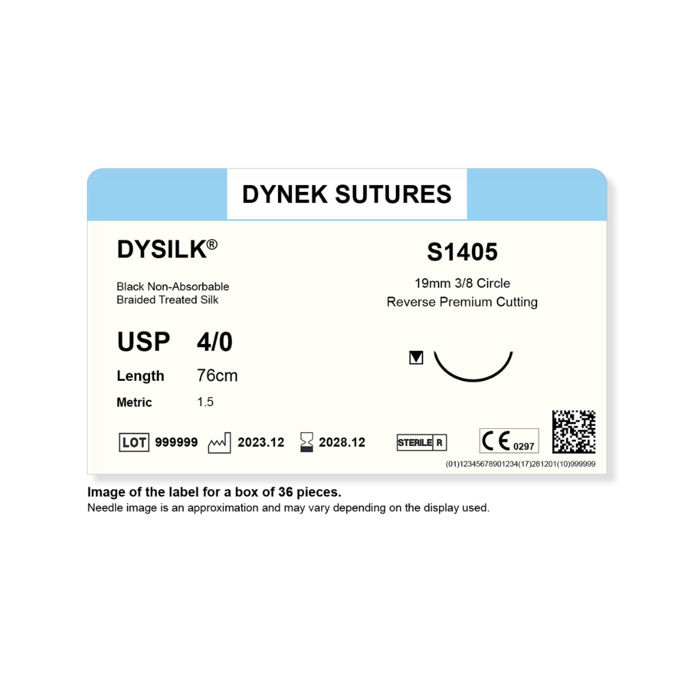 Dynek Dysilk Black Natural Non Absorbable 4/0x76cm On 19mm 3/8 Sutures S1405 Box Of 36