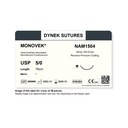 Dynek Monovek Synthetic Absorbable 5/0x76cm On 16mm 3/8 Dyed Violet Sutures NAM1504 Box Of 36