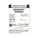 Dynek Monovek Synthetic Absorbable 5/0x45cm On 13mm 3/8 Dyed Violet Sutures NAM5040 Box Of 12