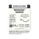 Dynek Monovek Synthetic Absorbable 3/0x45cm On 19mm 3/8 Dyed Violet Sutures NAM305 Box Of 12