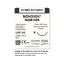 Dynek Monovek Synthetic Absorbable 3/0x76cm On 19mm 3/8 Dyed Violet Sutures NAM1305 Box Of 12