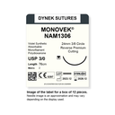 Dynek Monovek Synthetic Absorbable 3/0x76cm On 24mm 3/8 Dyed Violet Sutures NAM1306 Box Of 12