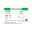 Dynek Nylene Blue Synthetic Non Absorbable 2/0x45cm On 28mm 3/8 Sutures N207 Box Of 36