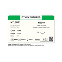 Dynek Nylene Blue Synthetic Non Absorbable 6/0x45cm On 13mm 3/8 Sutures N6049 Box Of 36