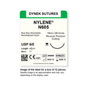 Dynek Nylene Blue Synthetic Non Absorbable 6/0x45cm On 19mm 3/8 Sutures N605 Box Of 12