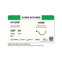 Dynek Nylene Blue Synthetic Non Absorbable 3/0x76cm On 25mm 1/2 Sutures N3068 Box Of 36