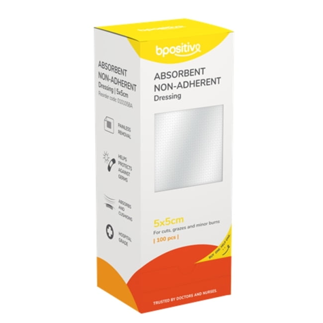 Bpositive Non Adhesive Absorbent Dressing 5x5cm Box Of 100