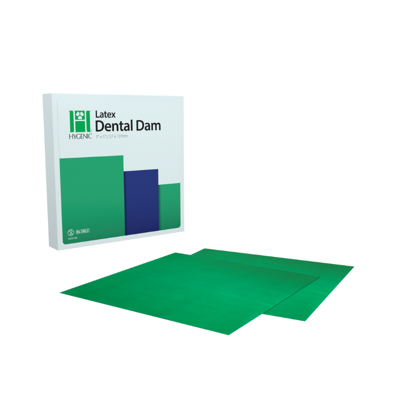 Hygenic Dental Dam Latex Green Medium 130x130mm Box Of 36