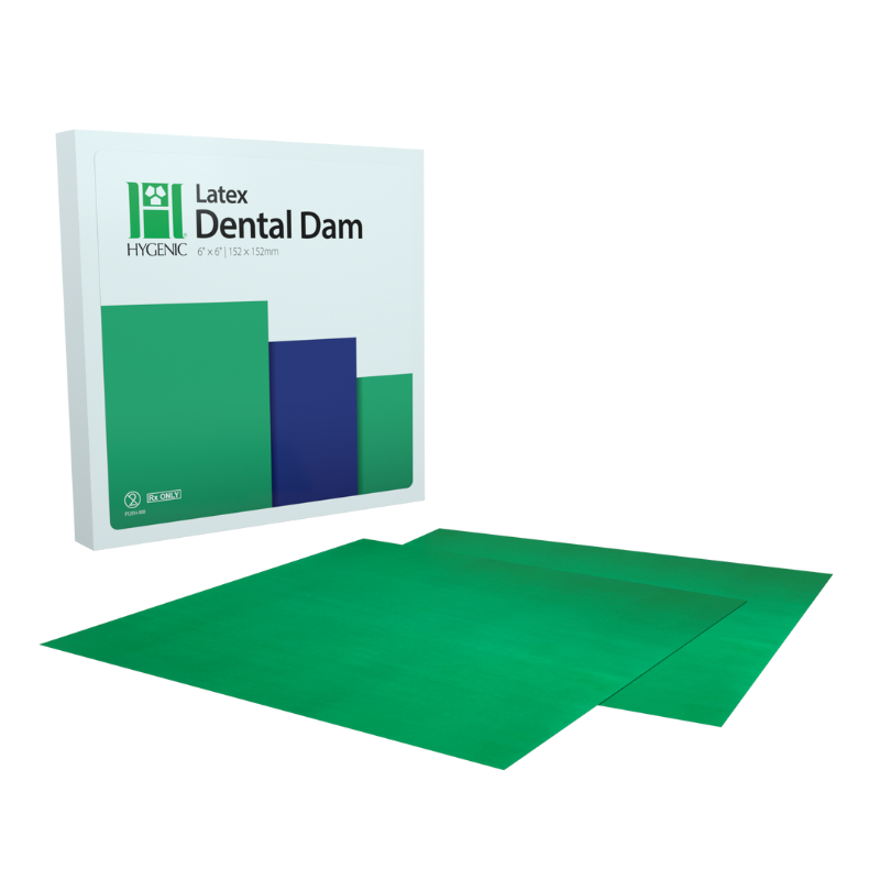 Hygenic Dental Dam Latex Green Thin 150x150mm Box Of 36