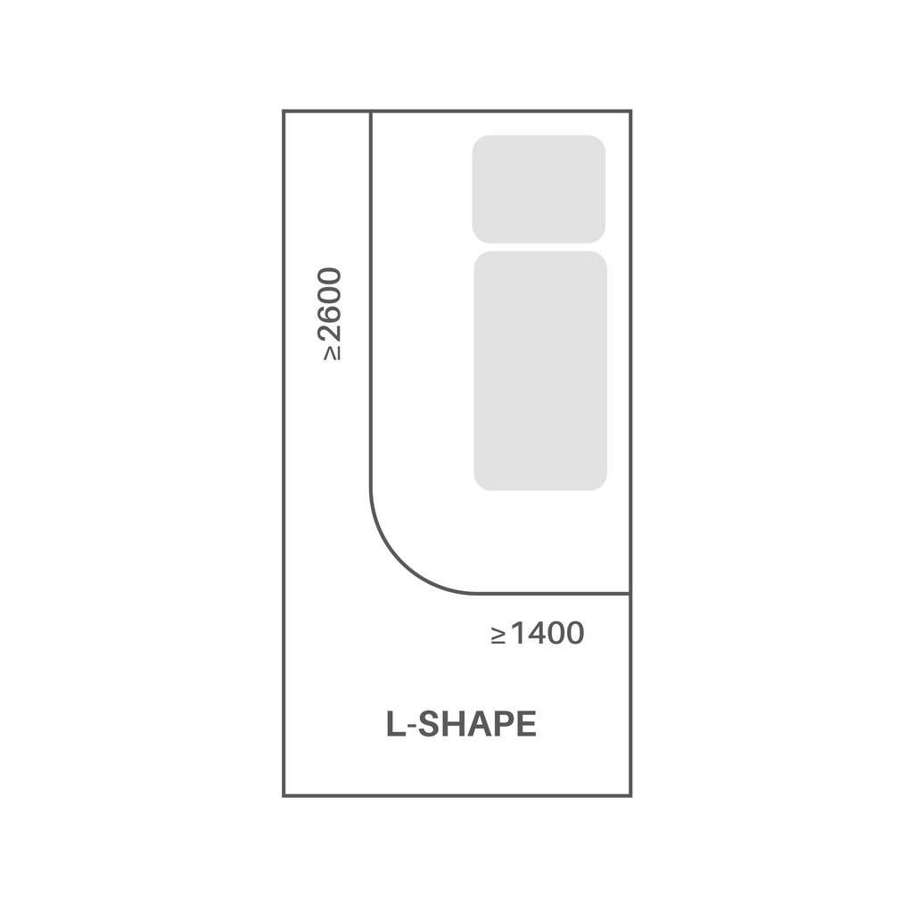 Medical Curtain Track L Shape 2600mm x 1400mm Silver
