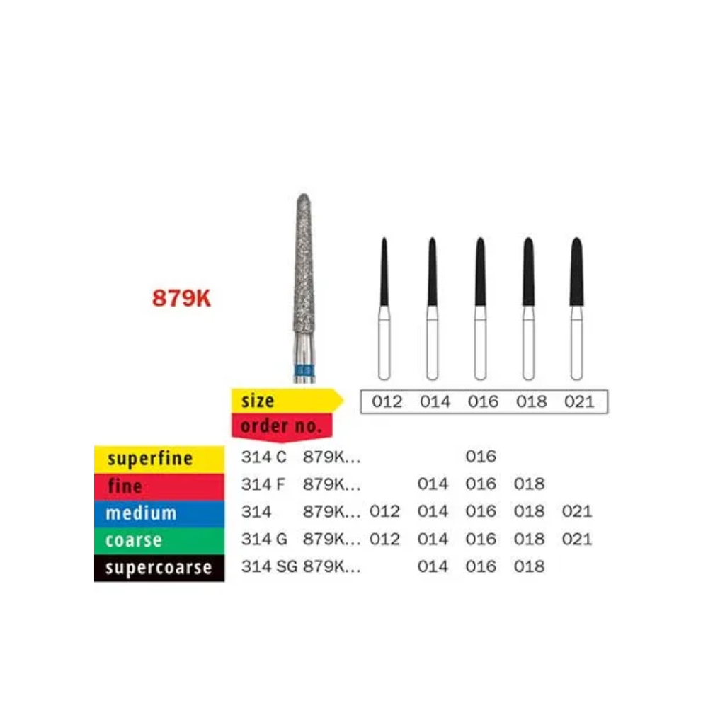 Diaswiss Diamond FG Tapered Torpedo 314 879K 014 Fine Pack Of 5