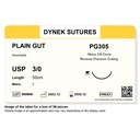 Dynek Surgical Catgut Plain Cut Natural Absorbable 3/0x50cm On 19mm 3/8 Sutures Box Of 36