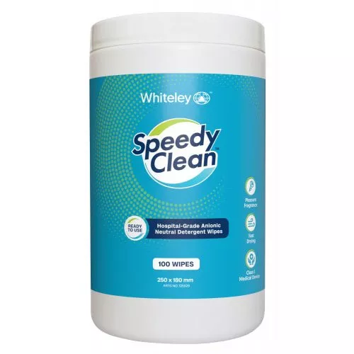 Whiteley Speedy Clean Hospital Grade Anionic Neutral Detergent Wipes Canister