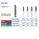 Diaswiss Diamond FG Extra Long Round Flat Fissure Bur 314 837KR 014 Fine Pack Of 5