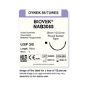 Dynek Biovek Synthetic Absorbable 3/0x76cm On 25mm 1/2 Circle RBT Needle Dyed Violet Sutures Box Of 12