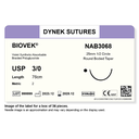 Dynek Biovek Synthetic Absorbable 3/0x76cm On 25mm 1/2 Circle RBT Needle Dyed Violet Sutures Box Of 36