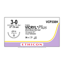 Ethicon Coated Vicryl Plus 3/0x70cm on 36mm 1/2 Violet Sutures VCP338H Box Of 36